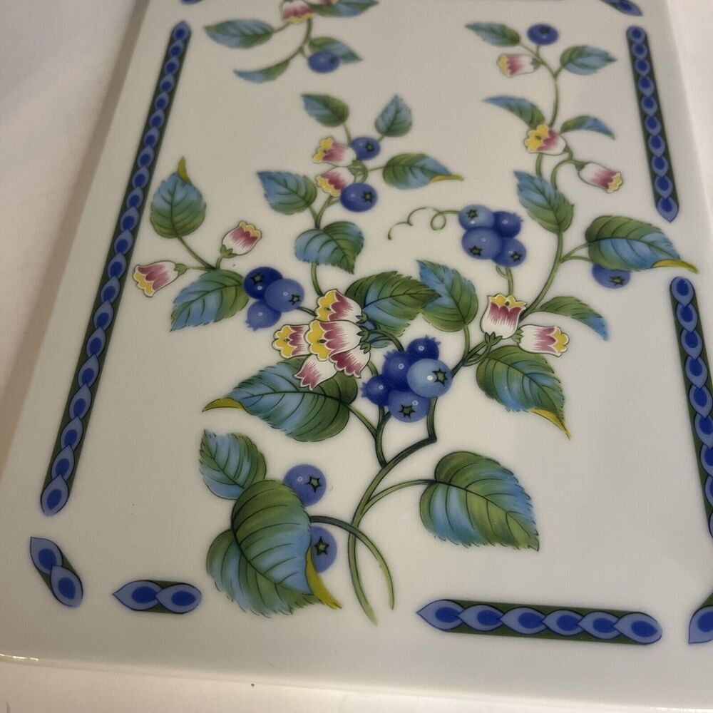 Vintage Federated Dept Stores Porcelain Cheese Board & Knife BlueBerry Pattern - Picture 2 of 6